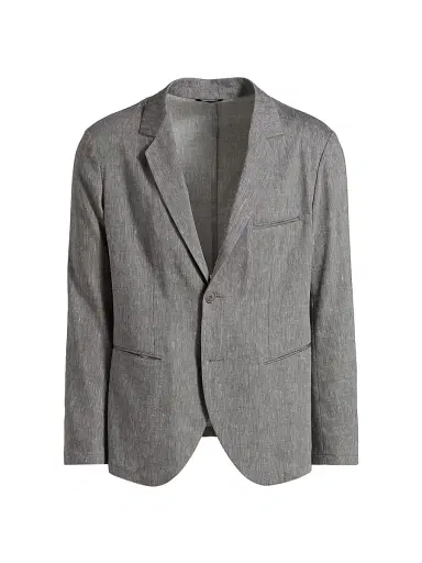 Giorgio Armani Men's Notch Lapel Linen-Wool Blazer - Grey - Size 44 | Thumbnail 1