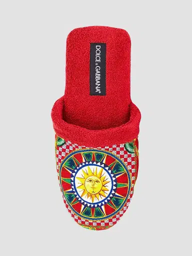 Dolce & Gabbana Men's Carretto Siciliano Terry Slippers - Red - Size Small | Thumbnail 2 Dolce & Gabbana Men's Carretto Siciliano Terry Slippers - Red - Size Small | Thumbnail 2