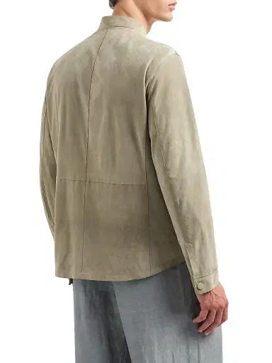 Giorgio Armani Men's Suede Snap-Front Jacket - Tan - Size 44 | Thumbnail 4