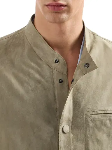Giorgio Armani Men's Suede Snap-Front Jacket - Tan - Size 44 | Thumbnail 5