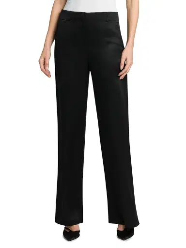 Giorgio Armani Women's Silk Straight-Leg Pants - Black | Thumbnail 3