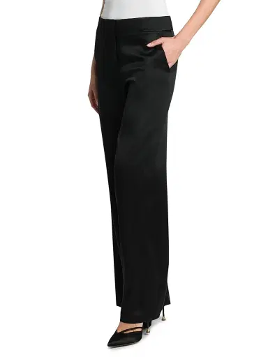 Giorgio Armani Women's Silk Straight-Leg Pants - Black | Thumbnail 4