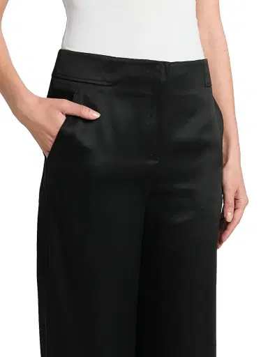 Giorgio Armani Women's Silk Straight-Leg Pants - Black | Thumbnail 6