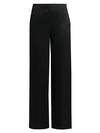 Giorgio Armani Women's Silk Straight-Leg Pants - Black | Thumbnail 1