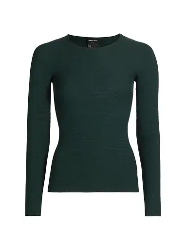 Giorgio Armani Women's Rib-Knit Jersey Long-Sleeve T-Shirt | Thumbnail 1 Giorgio Armani Women's Rib-Knit Jersey Long-Sleeve T-Shirt | Thumbnail 1