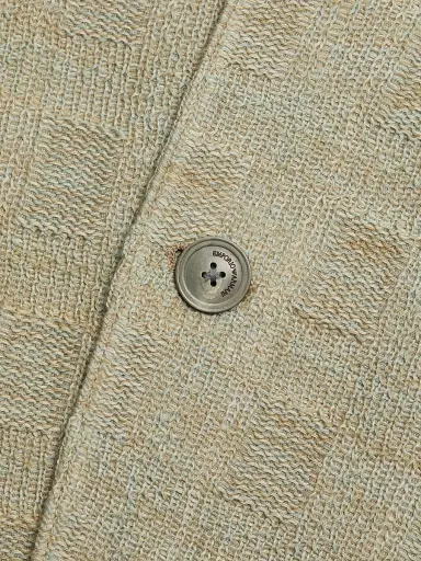 Emporio Armani Men's Textured Checked Knit Blazer -  Tan | Thumbnail 7
