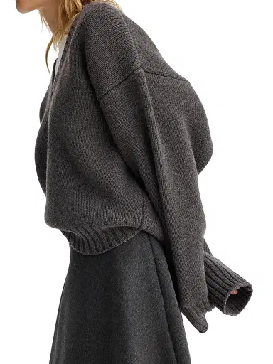 RÓHE Women's Compact-Knit Wool V-Neck Sweater | Thumbnail 7 RÓHE Women's Compact-Knit Wool V-Neck Sweater | Thumbnail 7