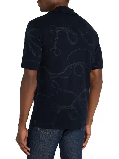 Scotch & Soda Men's Jacquard Knit Camp Shirt - Sky - Size Large | Thumbnail 4 Scotch & Soda Men's Jacquard Knit Camp Shirt - Sky - Size Large | Thumbnail 4