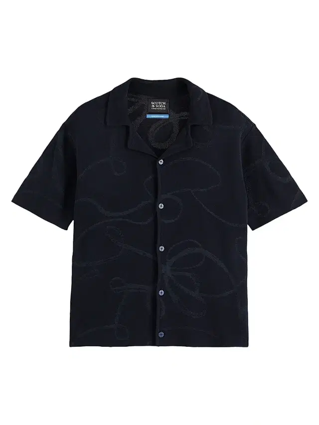 Scotch & Soda Men's Jacquard Knit Camp Shirt - Sky