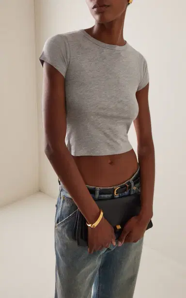 ÉTERNE Chloe Cropped Cotton-Blend Baby Tee | Thumbnail 2