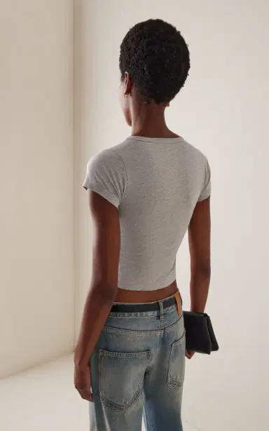 ÉTERNE Chloe Cropped Cotton-Blend Baby Tee | Thumbnail 4