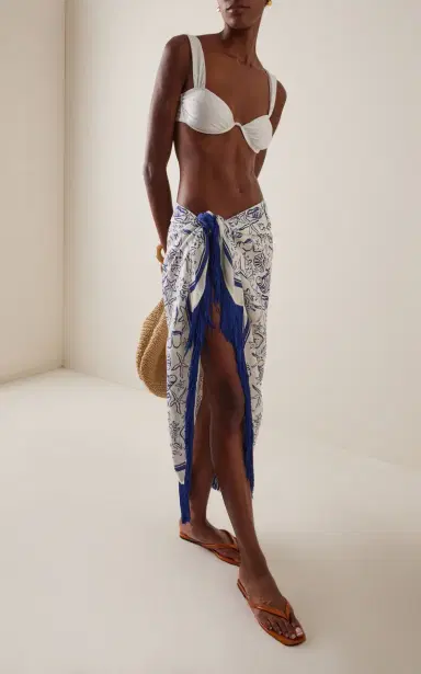 Simkhai Russo Fringed Pareo Linen-Blend Maxi Skirt | Thumbnail 2 Simkhai Russo Fringed Pareo Linen-Blend Maxi Skirt | Thumbnail 2