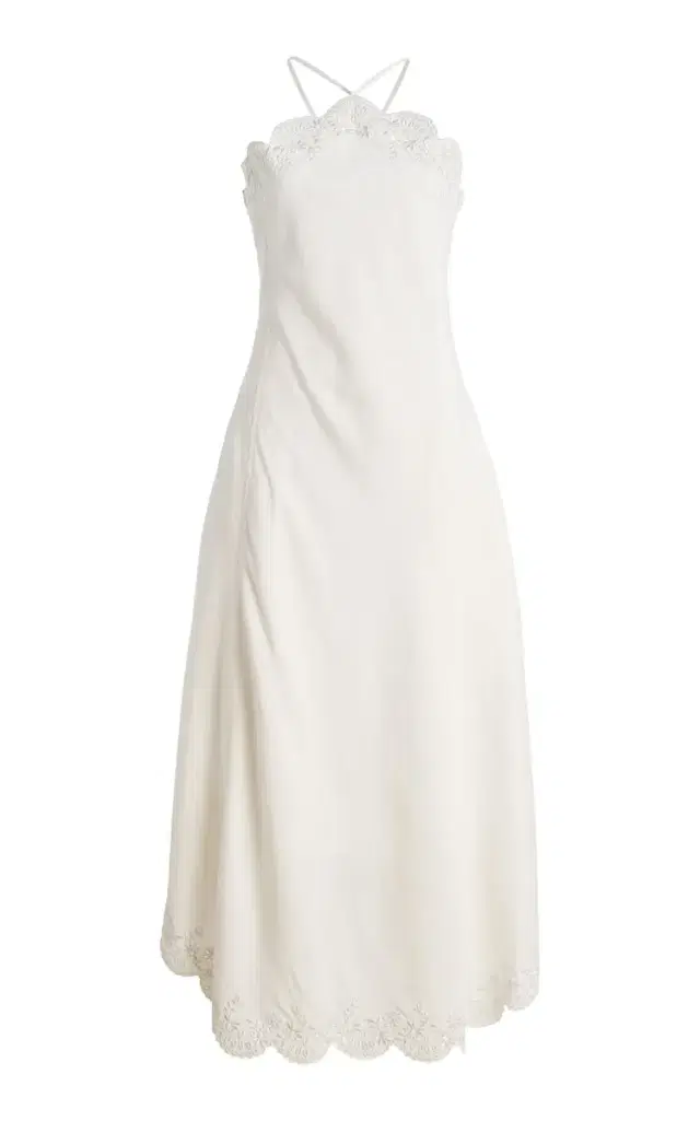 Gillian Embroidered Linen-Blend Midi Dress