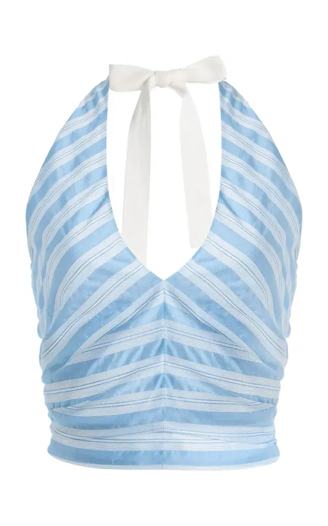 Caprie Yarn-Dyed Jersey Halter Top