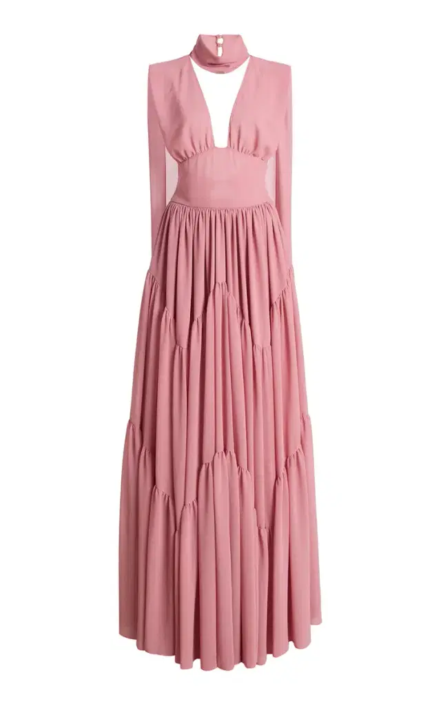 Harithand Exclusive Cara Mia Ruffled Silk Georgette Maxi Dress