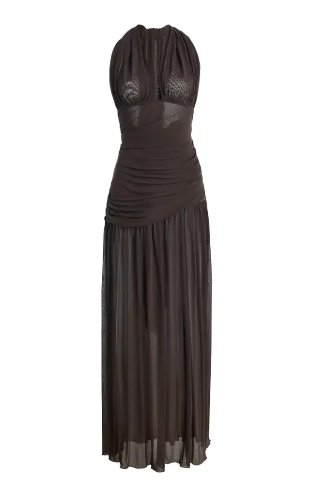 Moré Noir Jean Pleated Jersey Maxi Dress