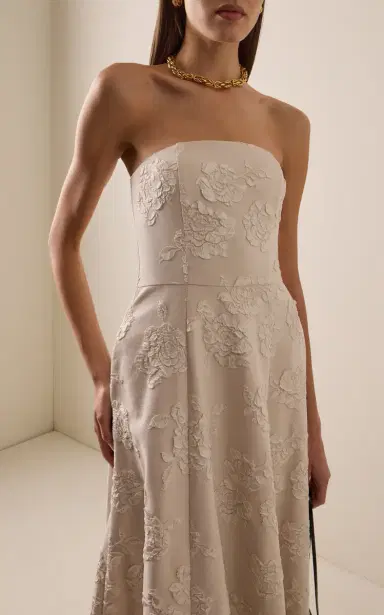 ROTATE Jacquard Strapless Dress | Thumbnail 3