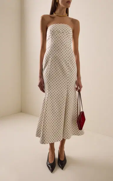 ROTATE Polka-Dot Satin Midi Dress | Thumbnail 2