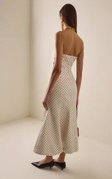 ROTATE Polka-Dot Satin Midi Dress | Thumbnail 4