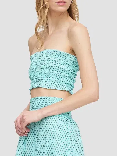 Hill House Home Women's The June Nap Top - Teal Poppy Half Drop - Size XL | Thumbnail 4