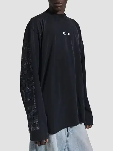 Balenciaga Men's Transparent Tape Shifted Oversized Long Sleeve T-Shirt - Faded Black - Size XXL | Thumbnail 3 Balenciaga Men's Transparent Tape Shifted Oversized Long Sleeve T-Shirt - Faded Black - Size XXL | Thumbnail 3