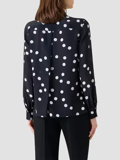 Akris punto Women's Polka Dot Silk Tieneck Blouse - Black Cream - Size 16 | Thumbnail 4 Akris punto Women's Polka Dot Silk Tieneck Blouse - Black Cream - Size 16 | Thumbnail 4