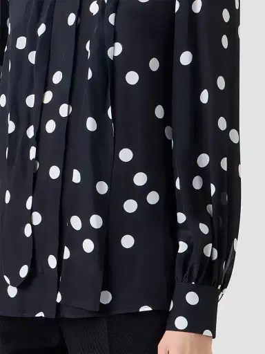 Akris punto Women's Polka Dot Silk Tieneck Blouse - Black Cream - Size 16 | Thumbnail 5 Akris punto Women's Polka Dot Silk Tieneck Blouse - Black Cream - Size 16 | Thumbnail 5