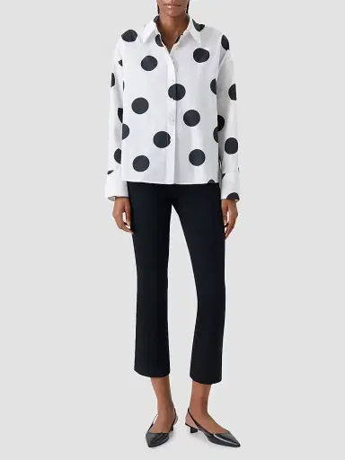 Akris punto Women's Polka Dot Cotton Oversized High-Low Shirt - Cream Black - Size 16 | Thumbnail 2