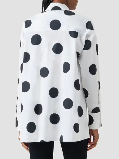 Akris punto Women's Polka Dot Cotton Oversized High-Low Shirt - Cream Black - Size 16 | Thumbnail 3