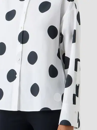 Akris punto Women's Polka Dot Cotton Oversized High-Low Shirt - Cream Black - Size 16 | Thumbnail 5