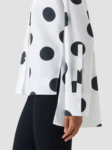 Akris punto Women's Polka Dot Cotton Oversized High-Low Shirt - Cream Black - Size 16 | Thumbnail 6