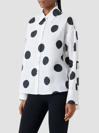Akris punto Women's Polka Dot Cotton Oversized High-Low Shirt - Cream Black - Size 16 | Thumbnail 7