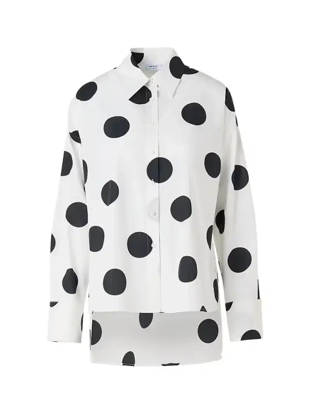 Akris punto Women's Polka Dot Cotton Oversized High-Low Shirt - Cream Black