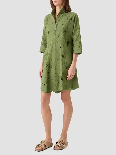 Akris punto Women's Eyelet Embroidered Cotton Handkerchief Mini Dress | Thumbnail 2
