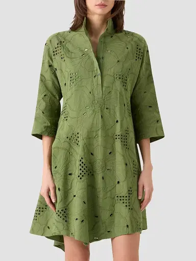 Akris punto Women's Eyelet Embroidered Cotton Handkerchief Mini Dress | Thumbnail 4