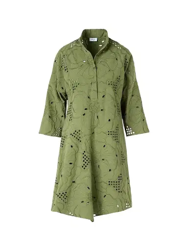 Akris punto Women's Eyelet Embroidered Cotton Handkerchief Mini Dress | Thumbnail 1