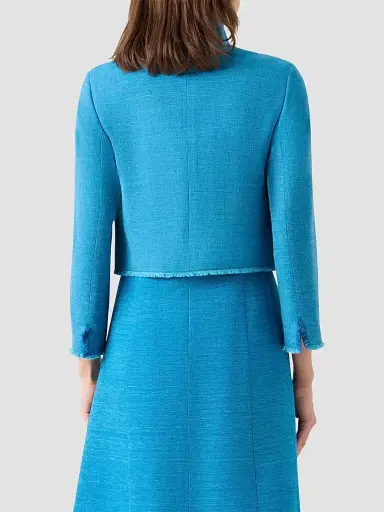 Akris punto Women's Fringed Silk Jacket - Medium Blue Denim - Size 12 | Thumbnail 3 Akris punto Women's Fringed Silk Jacket - Medium Blue Denim - Size 12 | Thumbnail 3