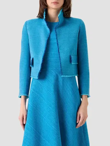 Akris punto Women's Fringed Silk Jacket - Medium Blue Denim - Size 12 | Thumbnail 4 Akris punto Women's Fringed Silk Jacket - Medium Blue Denim - Size 12 | Thumbnail 4