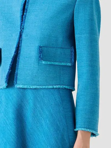 Akris punto Women's Fringed Silk Jacket - Medium Blue Denim - Size 12 | Thumbnail 5 Akris punto Women's Fringed Silk Jacket - Medium Blue Denim - Size 12 | Thumbnail 5