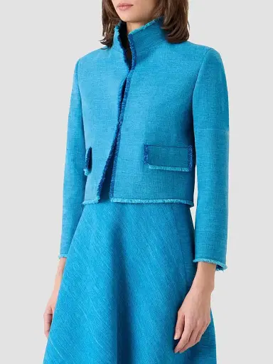 Akris punto Women's Fringed Silk Jacket - Medium Blue Denim - Size 12 | Thumbnail 6 Akris punto Women's Fringed Silk Jacket - Medium Blue Denim - Size 12 | Thumbnail 6