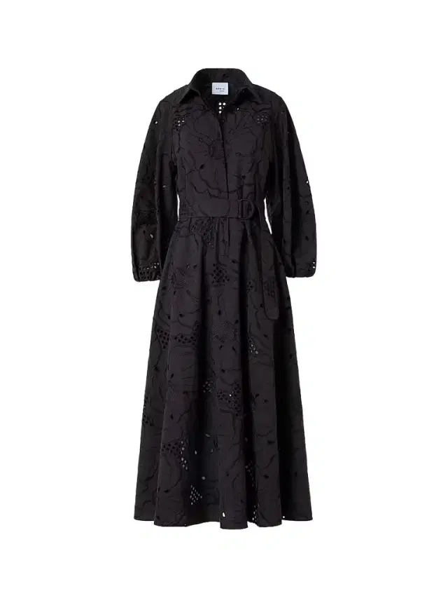 Akris punto Women's Floral-Embroidered Eyelet Cotton Midi Shirtdress - Black