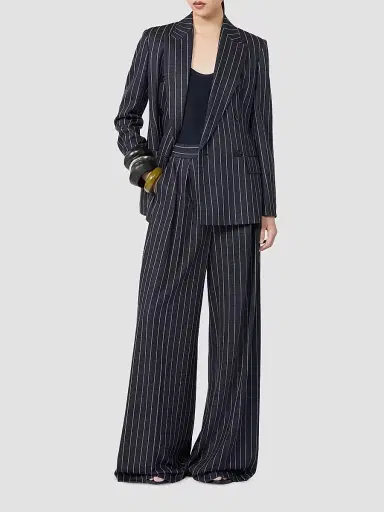 Max Mara Women's Double Breasted Pinstripe Jersey Blazer - Ultramarine - Size 0 | Thumbnail 2