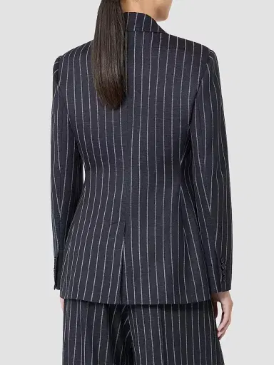 Max Mara Women's Double Breasted Pinstripe Jersey Blazer - Ultramarine - Size 0 | Thumbnail 4