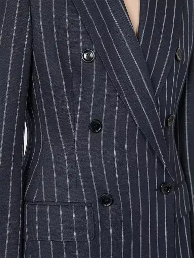 Max Mara Women's Double Breasted Pinstripe Jersey Blazer - Ultramarine - Size 0 | Thumbnail 5