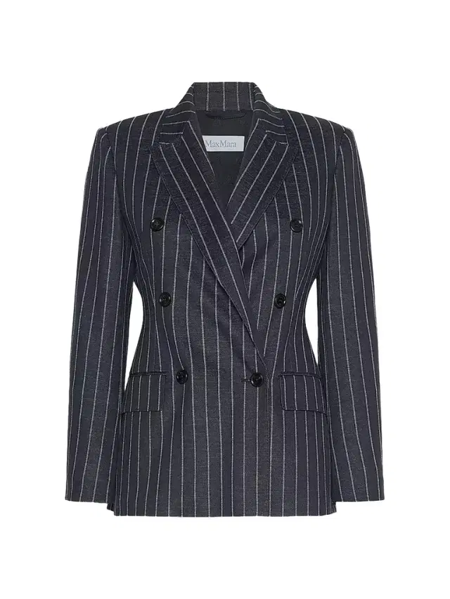 Max Mara Women's Double Breasted Pinstripe Jersey Blazer - Ultramarine