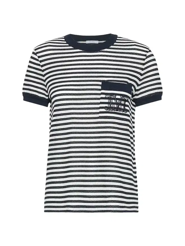 Max Mara Women's Striped Cotton Mesh T-Shirt - White Blue