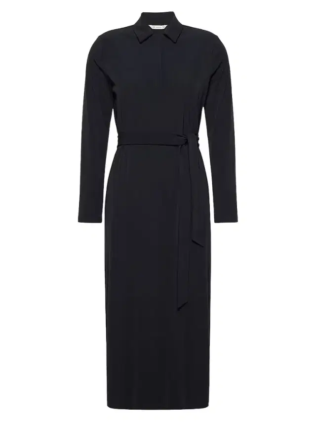 MM Max Mara Women's Plissé Pleated Crepe Jersey Dress - Navy