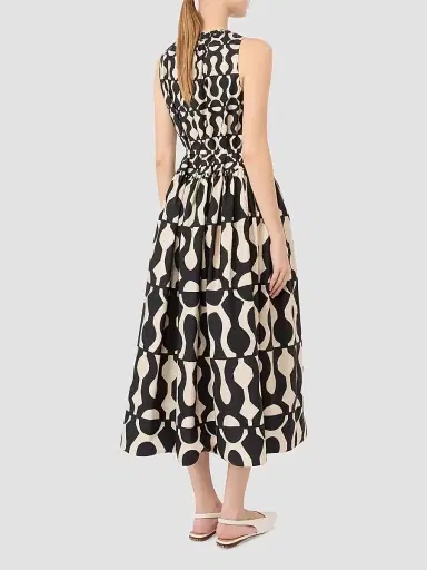 Max Mara Women's Printed Cotton Poplin Dress - Black | Thumbnail 4