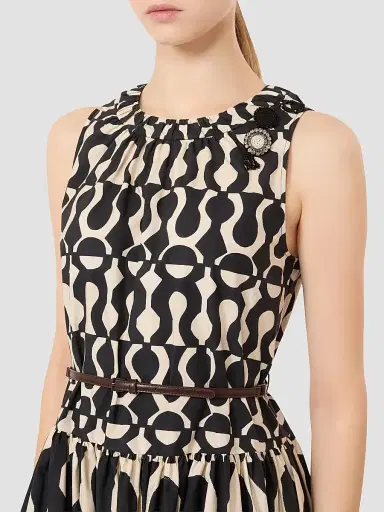 Max Mara Women's Printed Cotton Poplin Dress - Black | Thumbnail 5