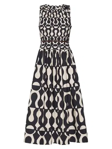 Max Mara Women's Printed Cotton Poplin Dress - Black | Thumbnail 1